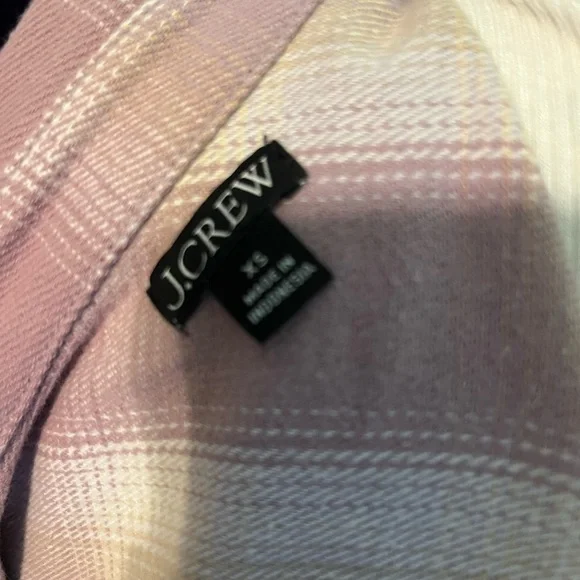 J. Crew Pink and Yellow Plaid Button Down Oversized cotton flannel shirt - Picture 5 of 8